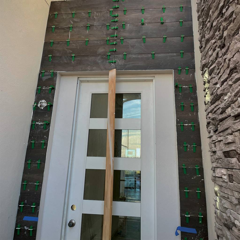 Stone cover for the front door.